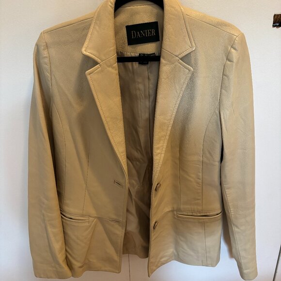 Danier Leather Beige Leather Blazer - Picture 1 of 7